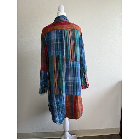 Sundance Multi-Colored Patchwork Boho Tunic Long Sleeve Dress Women Size Medium - Picture 2 of 9